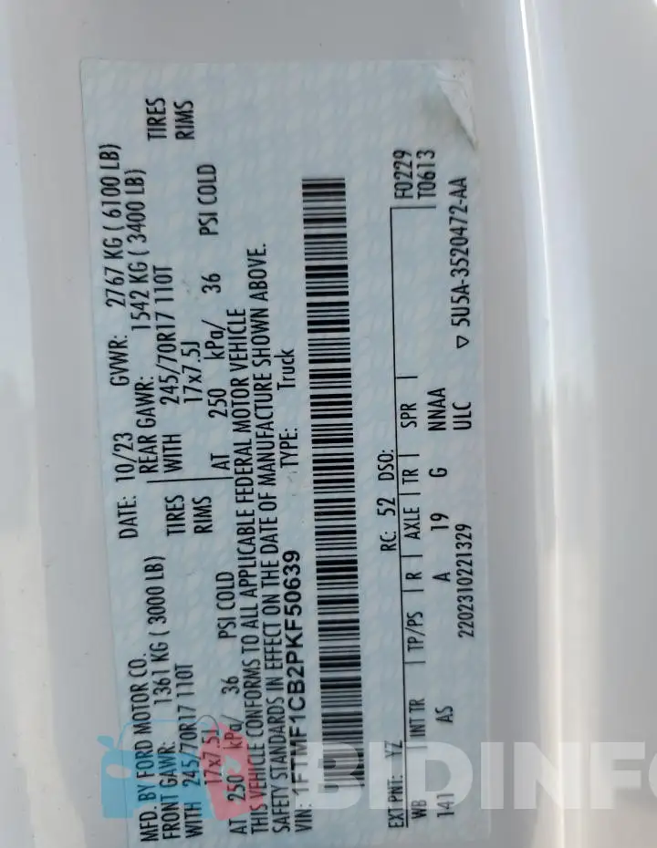 1FTMF1CB2PKF50639 Photo# 13