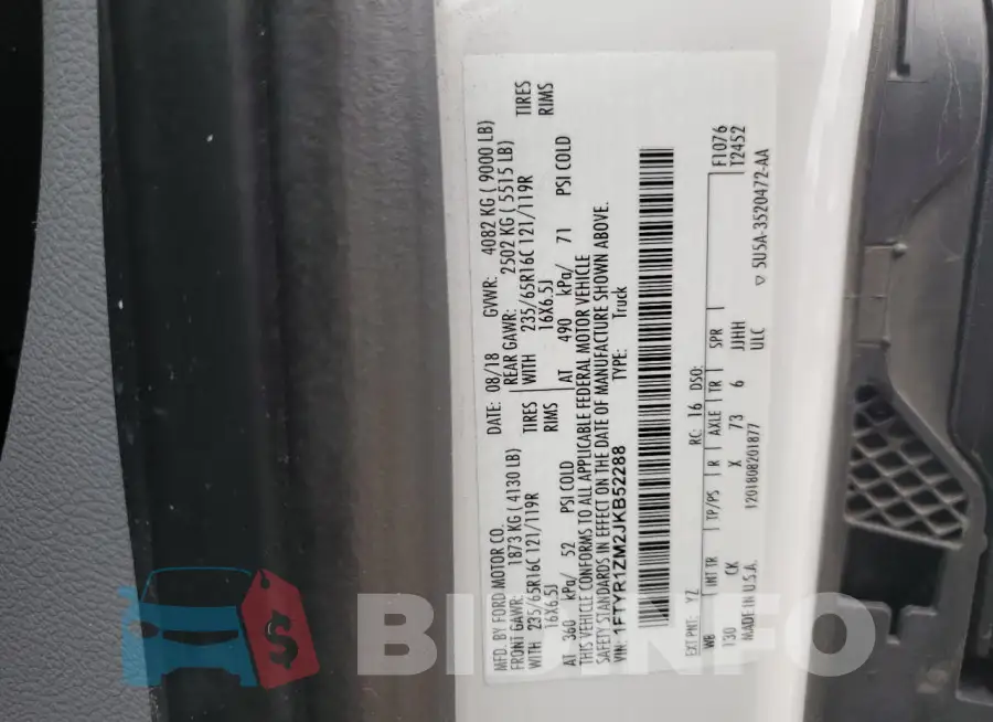 1FTYR1ZM2JKB52288 Photo# 14