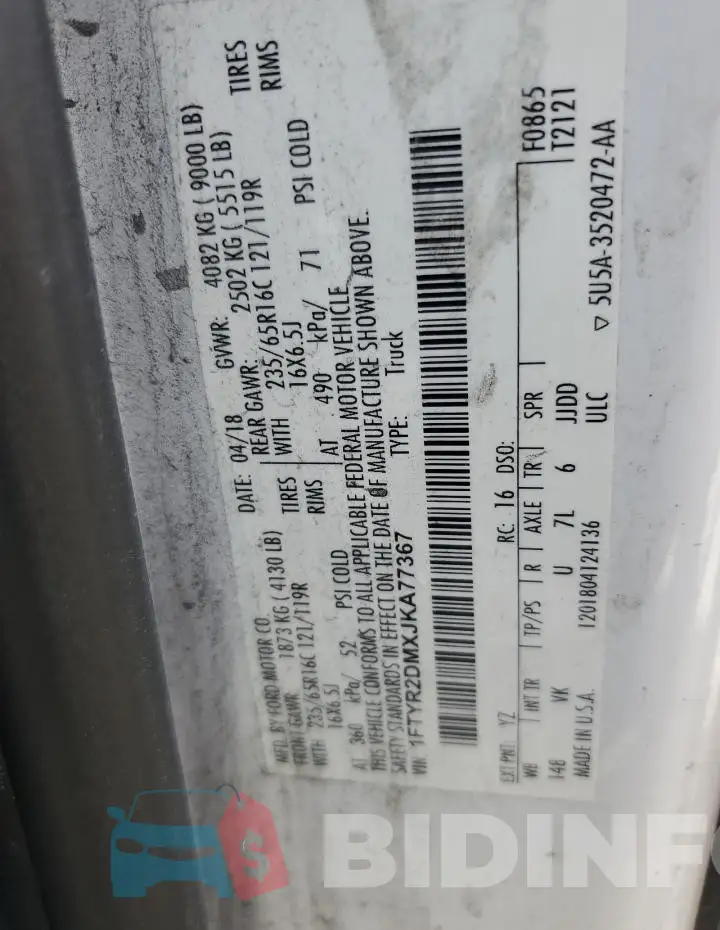 1FTYR2DMXJKA77367 Photo# 13