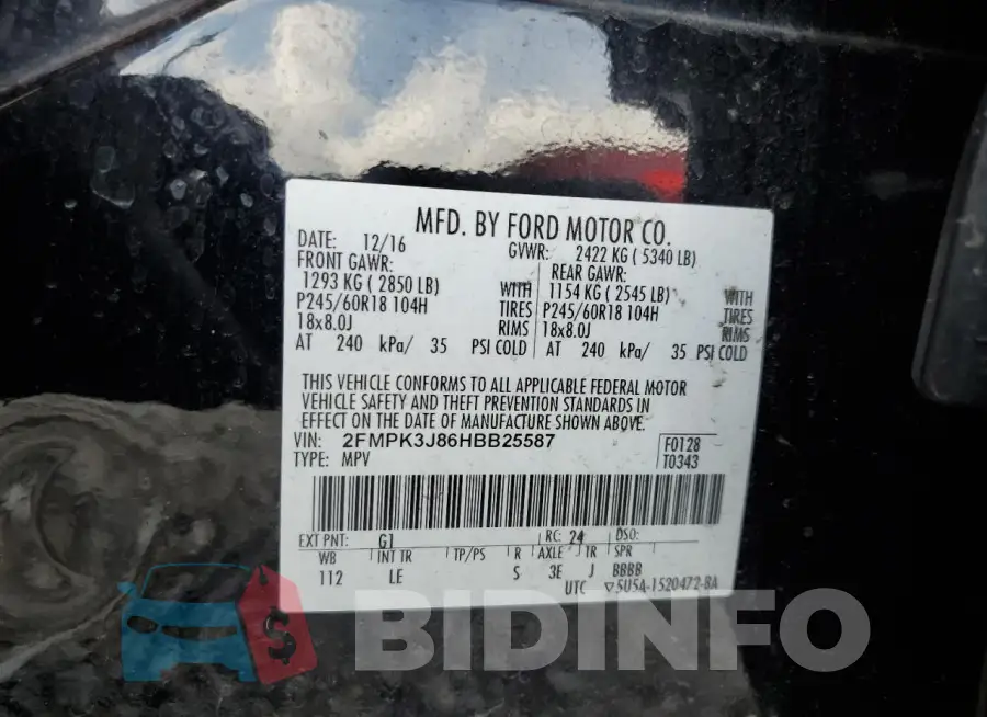 2FMPK3J86HBB25587 Photo# 14