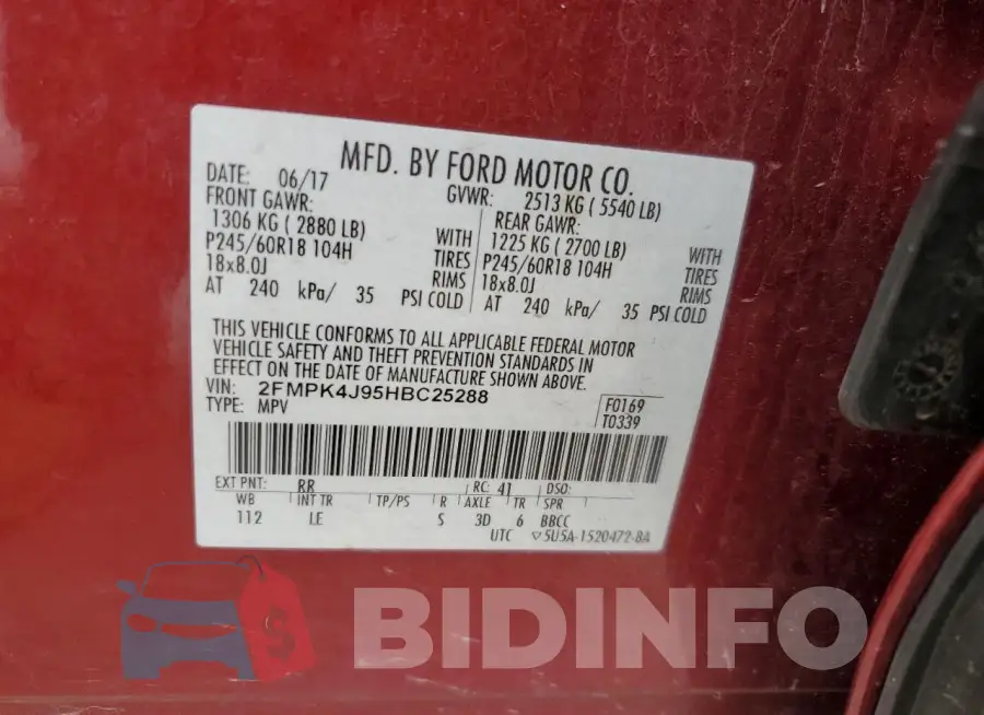 2FMPK4J95HBC25288 Photo# 13