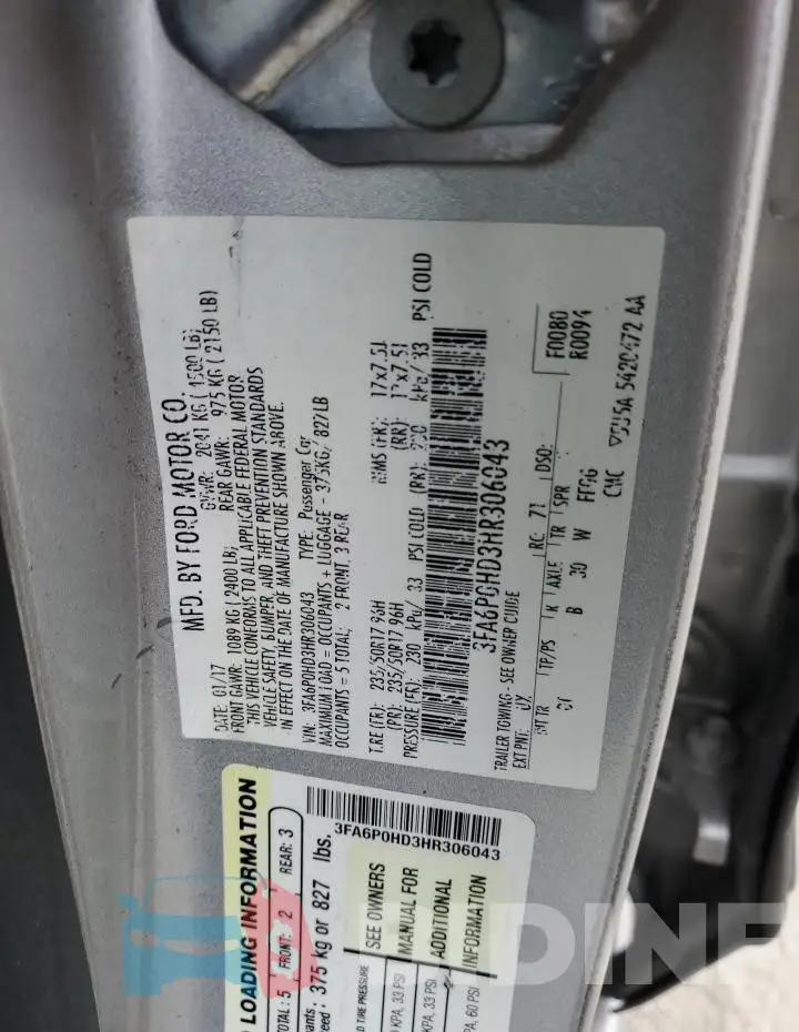 3FA6P0HD3HR306043 Photo# 12