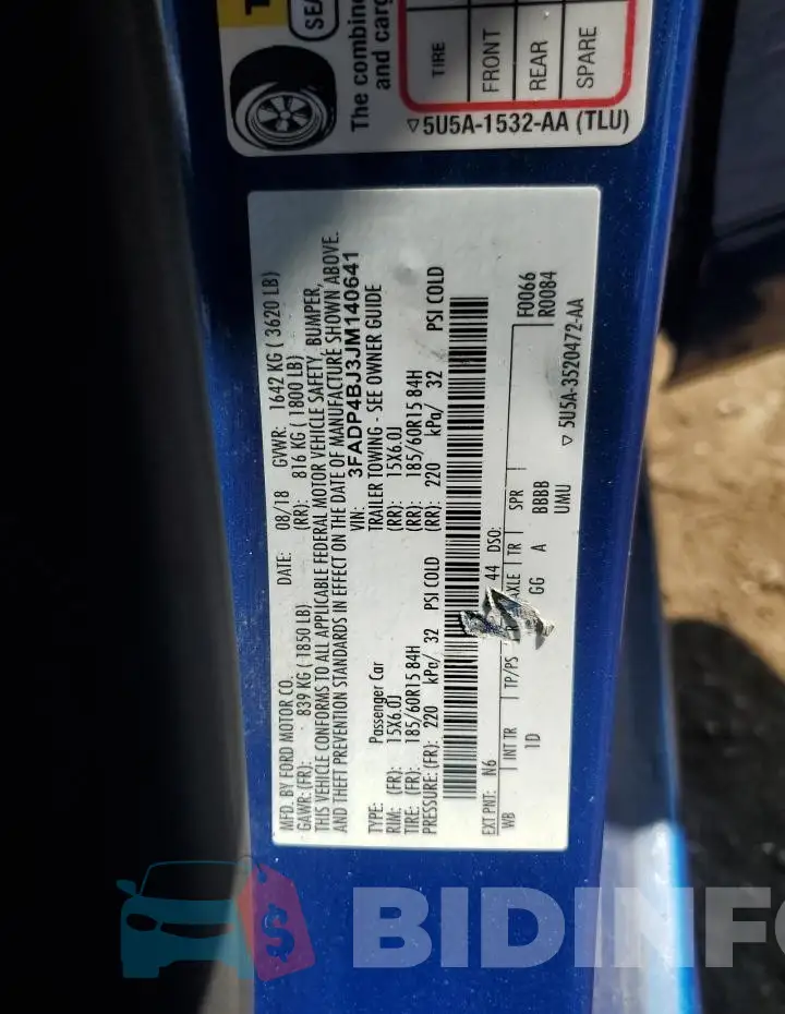 3FADP4BJ3JM140641 Photo# 12