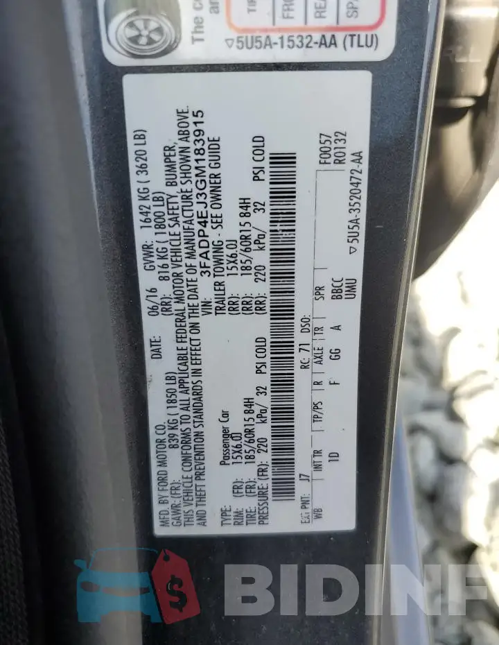3FADP4EJ3GM183915 Photo# 12