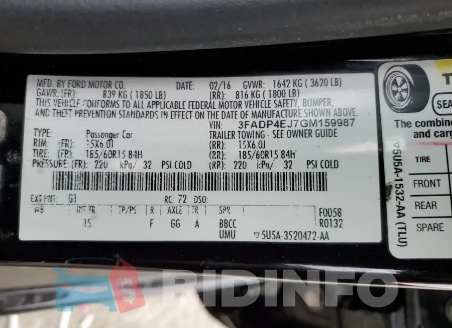 3FADP4EJ7GM159987 Photo# 12