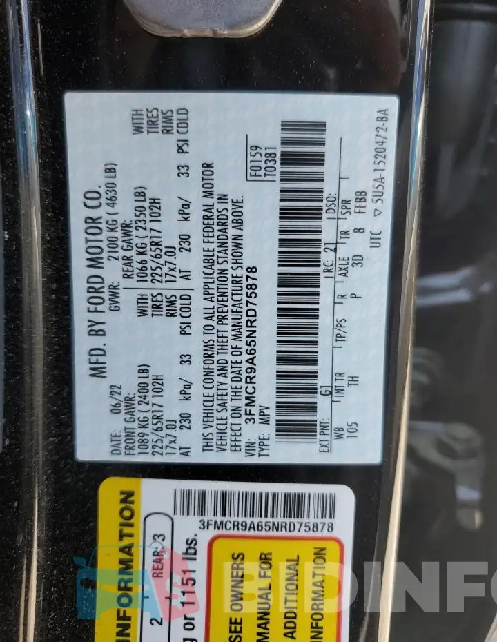 3FMCR9A65NRD75878 Photo# 13