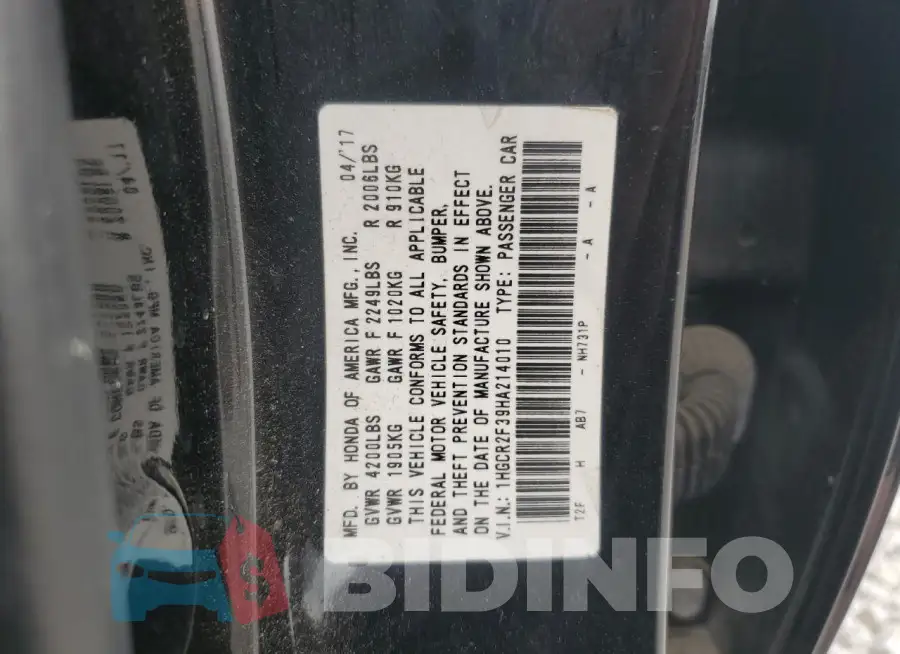 1HGCR2F39HA214010 Photo# 12