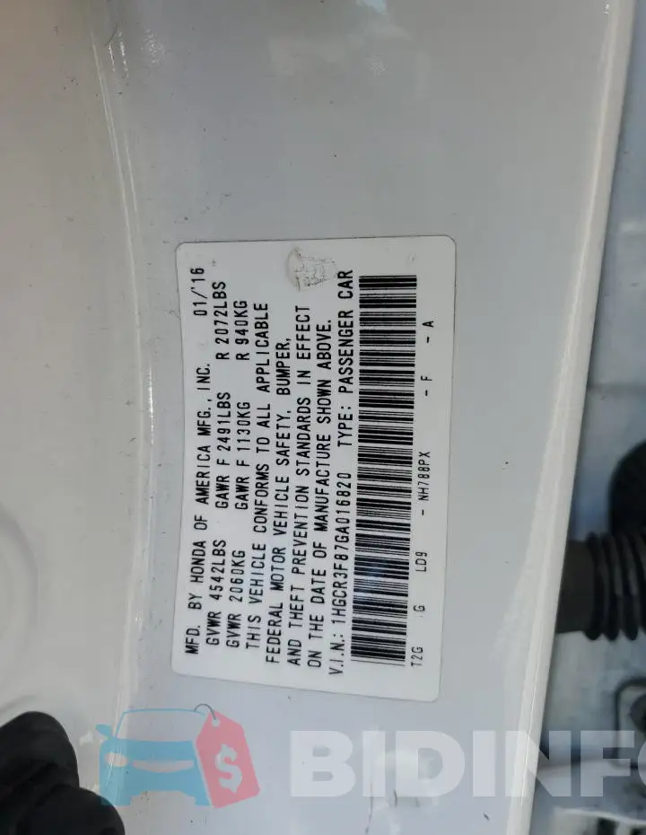 1HGCR3F87GA016820 Photo# 13