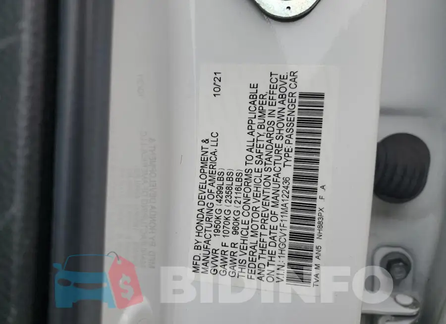 1HGCV1F11MA122436 Photo# 12
