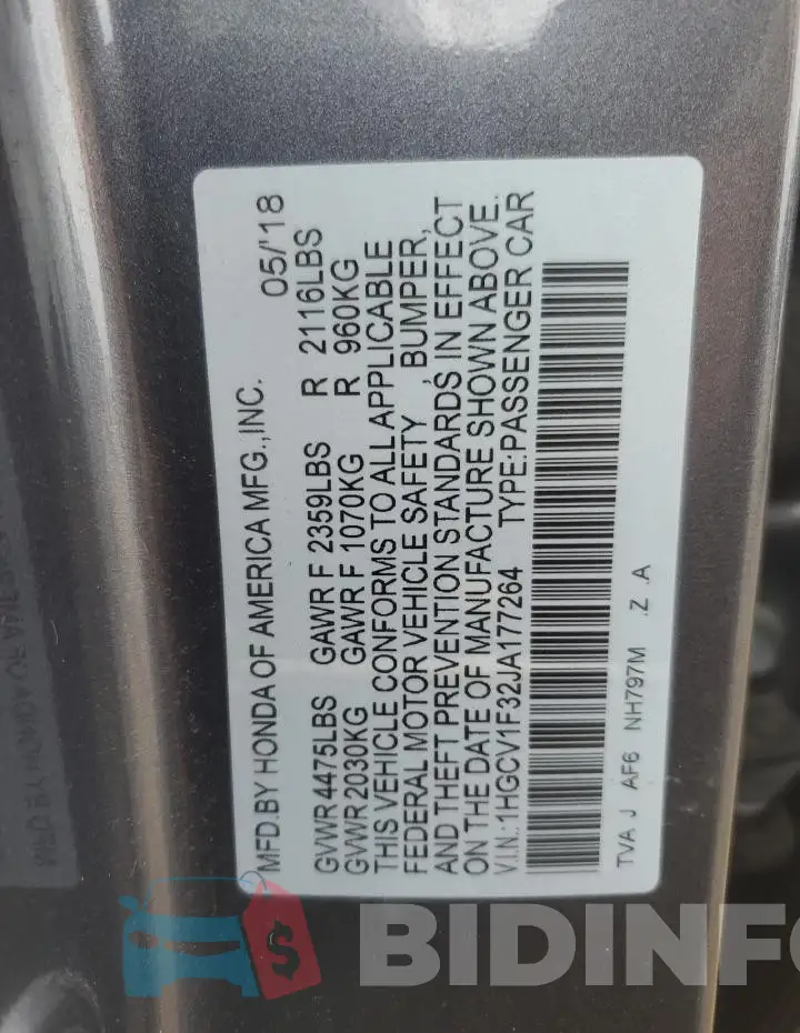 1HGCV1F32JA177264 Photo# 12