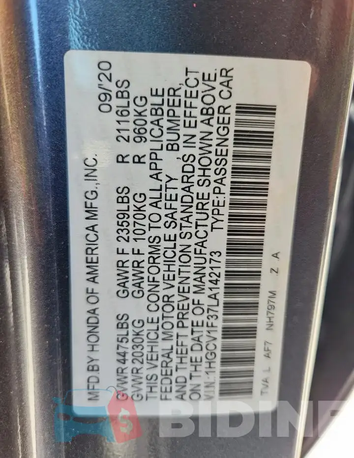 1HGCV1F37LA142173 Photo# 12