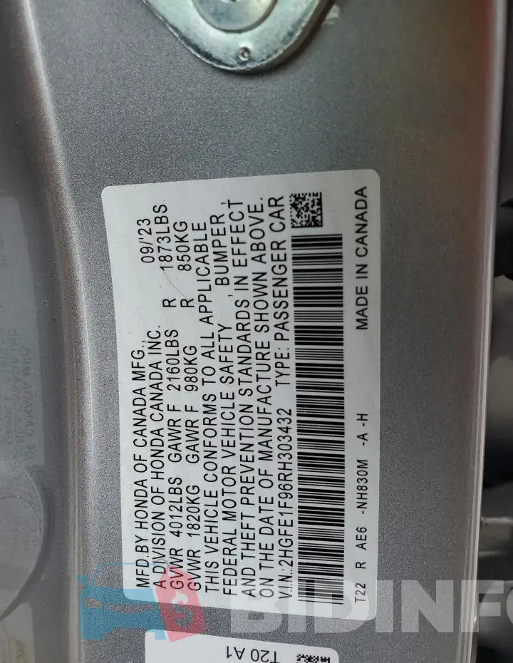 2HGFE1F96RH303432 Photo# 12