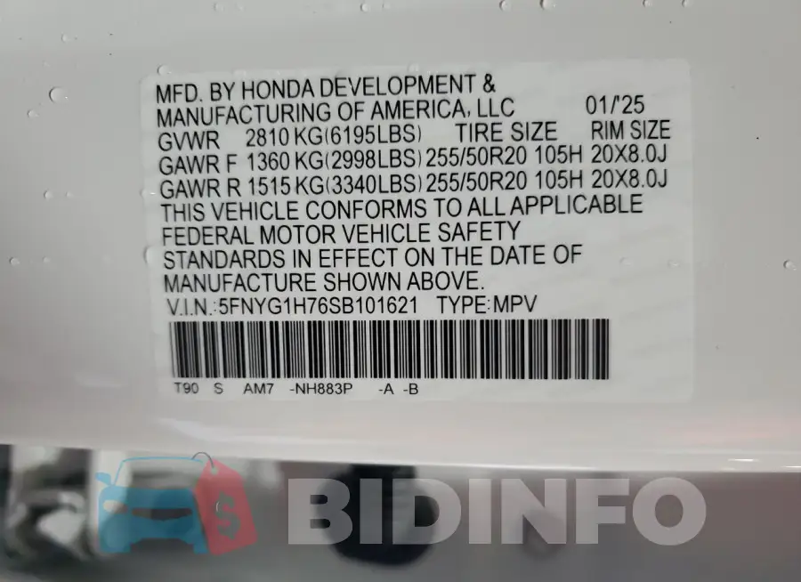 5FNYG1H76SB101621 Photo# 13