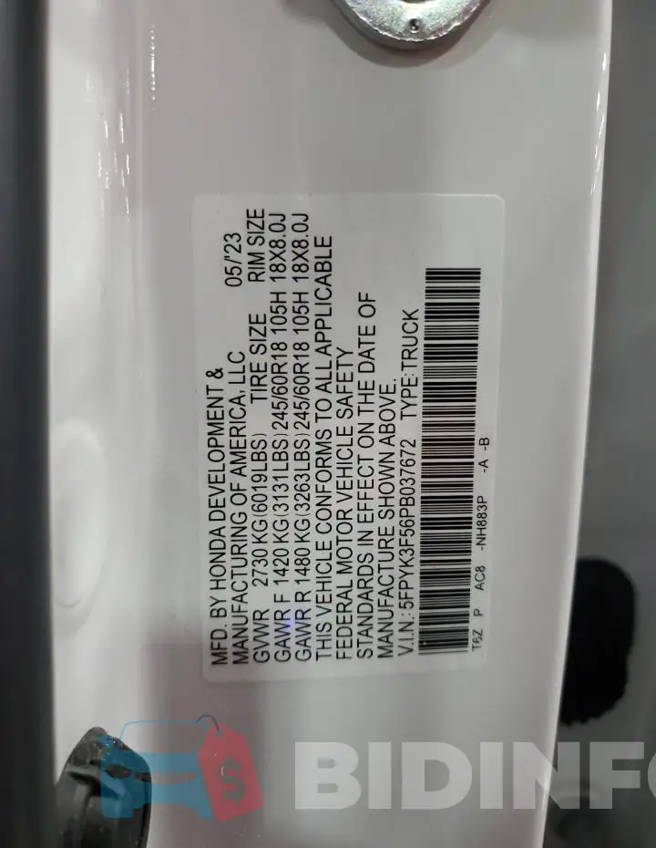 5FPYK3F56PB037672 Photo# 13