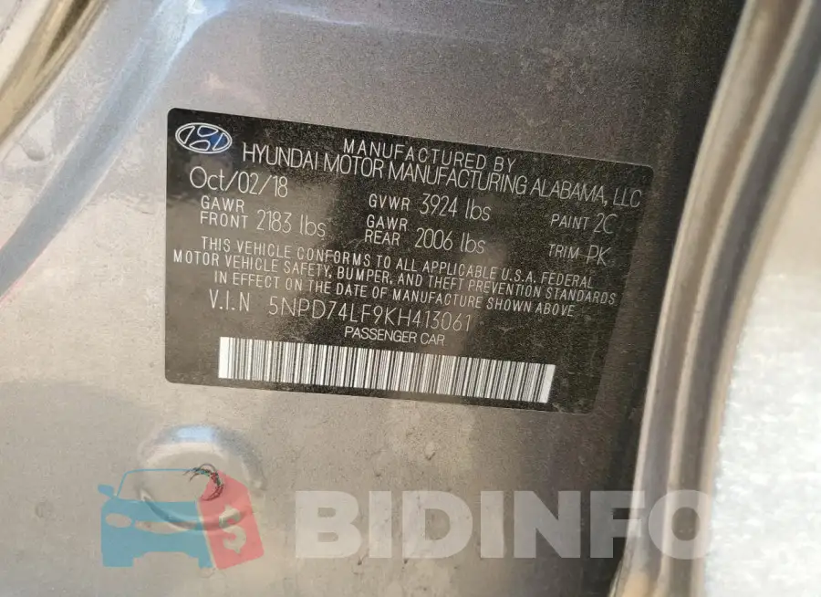5NPD74LF9KH413061 Photo# 12