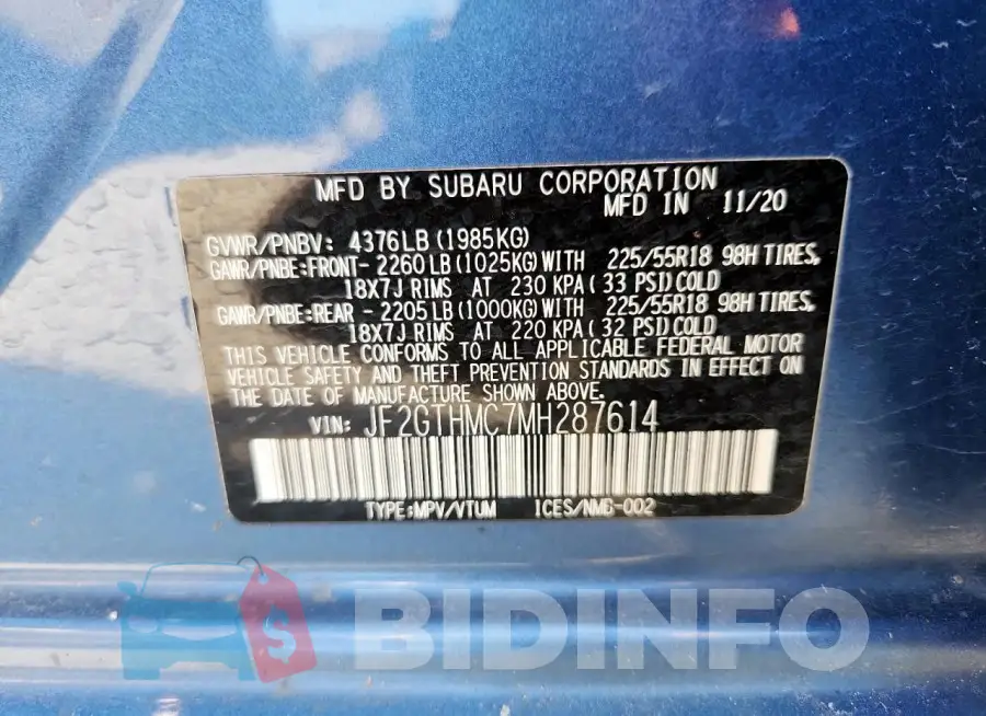 JF2GTHMC7MH287614 Photo# 13