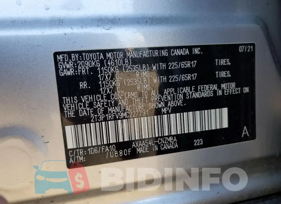 2T3P1RFV9MC227791 Photo# 13