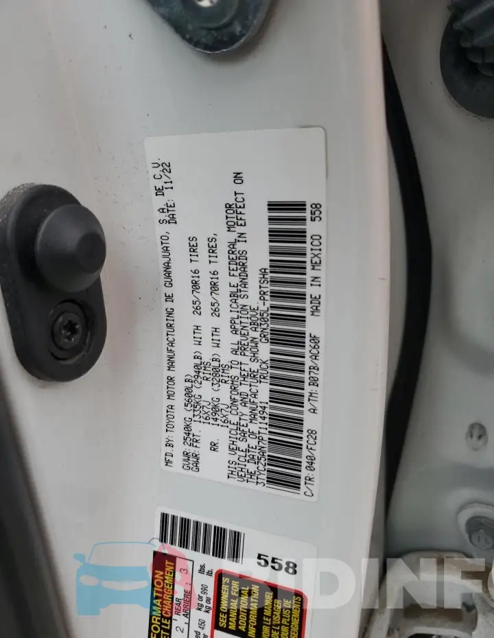 3TYCZ5AN7PT114941 Photo# 12