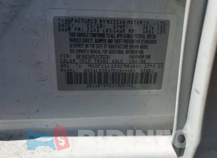 3N1AB7AP0JY320741 Photo# 13