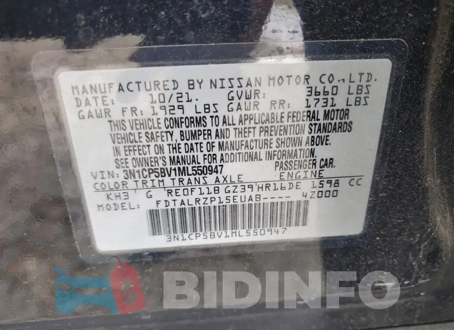 3N1CP5BV1ML550947 Photo# 13