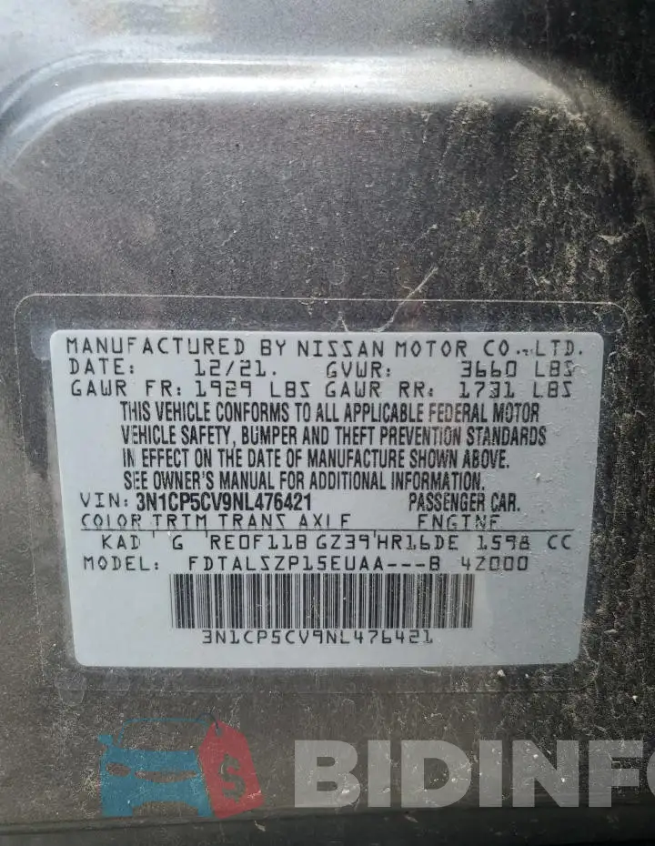 3N1CP5CV9NL476421 Photo# 12