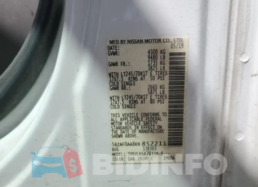 5BZAF0AA8KN852211 Photo# 14