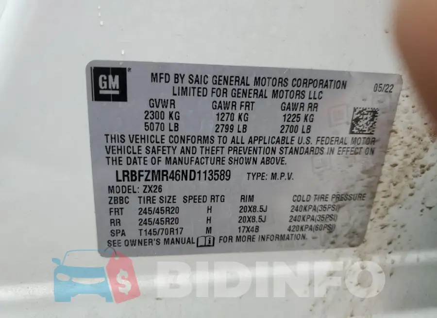 LRBFZMR46ND113589 Photo# 13