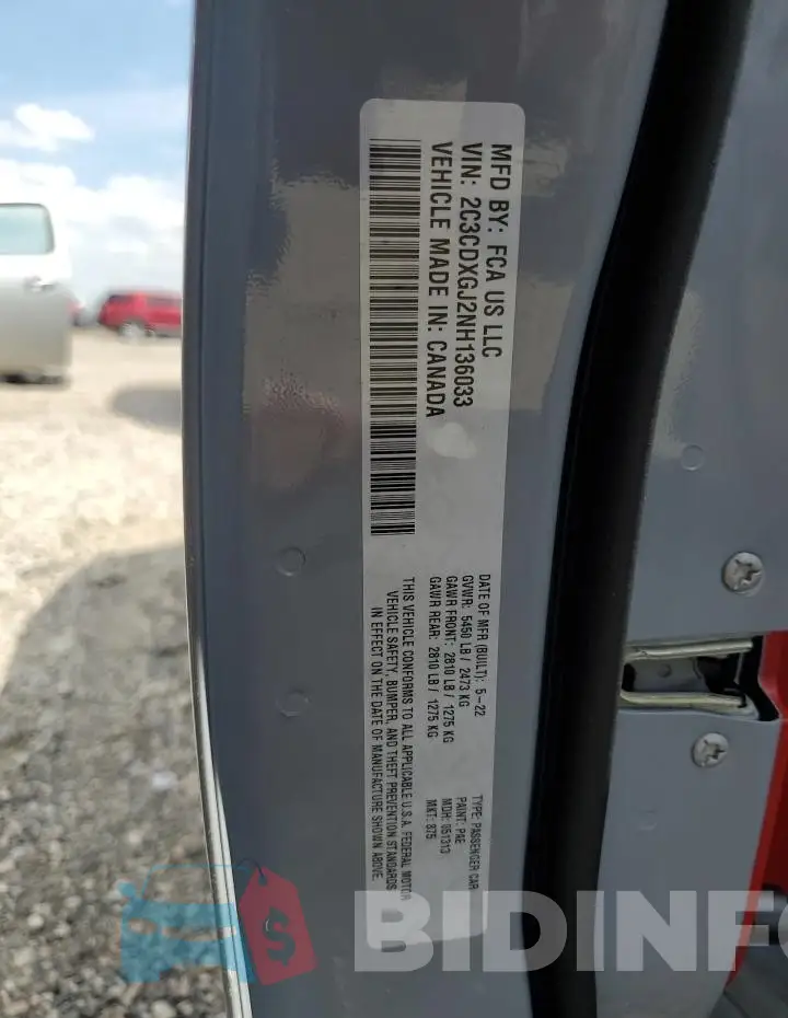 2C3CDXGJ2NH136033 Photo# 13