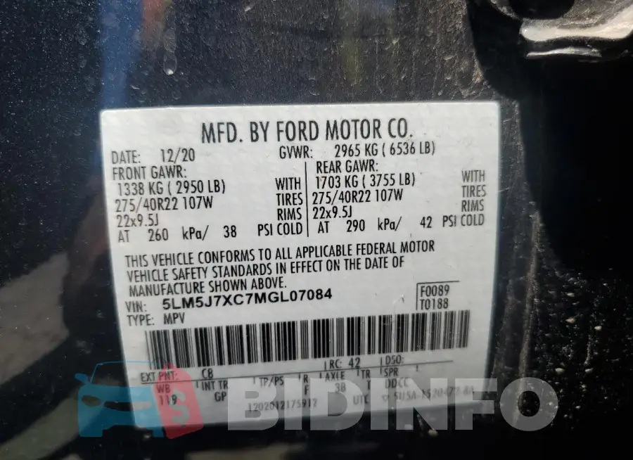 5LM5J7XC7MGL07084 Photo# 14