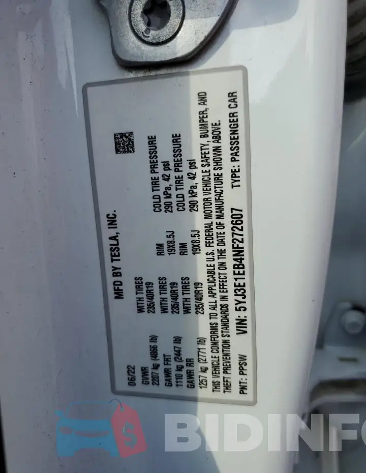 5YJ3E1EB4NF272607 Photo# 12