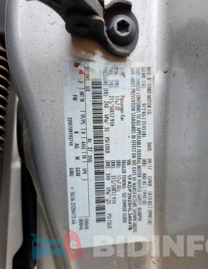 1FADP3N28HL346418 Photo# 14