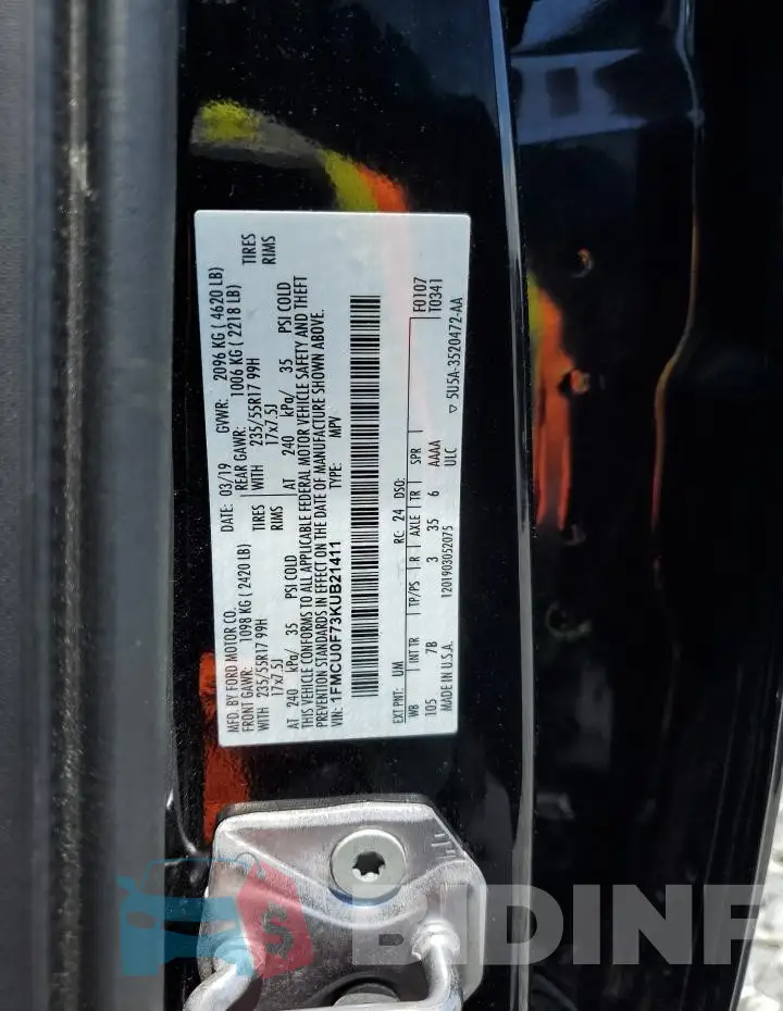 1FMCU0F73KUB21411 Photo# 13
