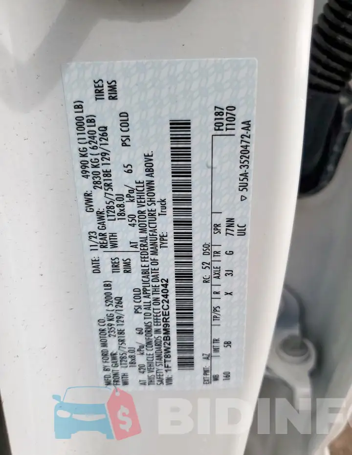 1FT8W2BM9REC24042 Photo# 13