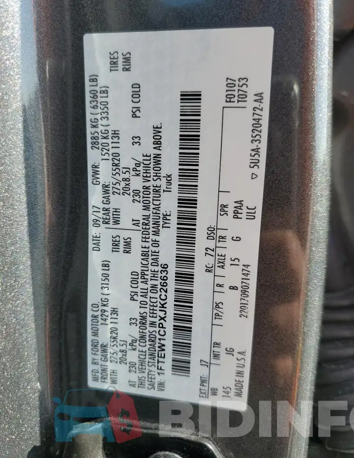 1FTEW1CPXJKC26636 Photo# 13