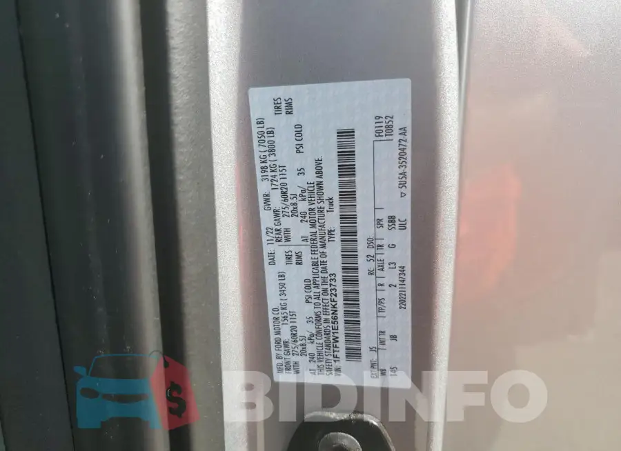 1FTFW1E56NKF23733 Photo# 12