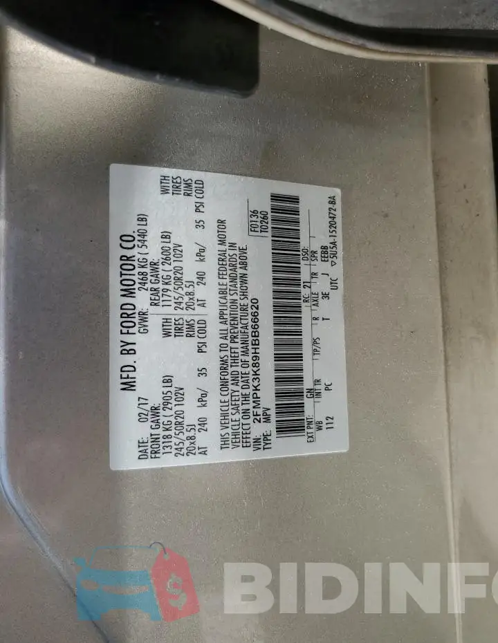 2FMPK3K89HBB66620 Photo# 14