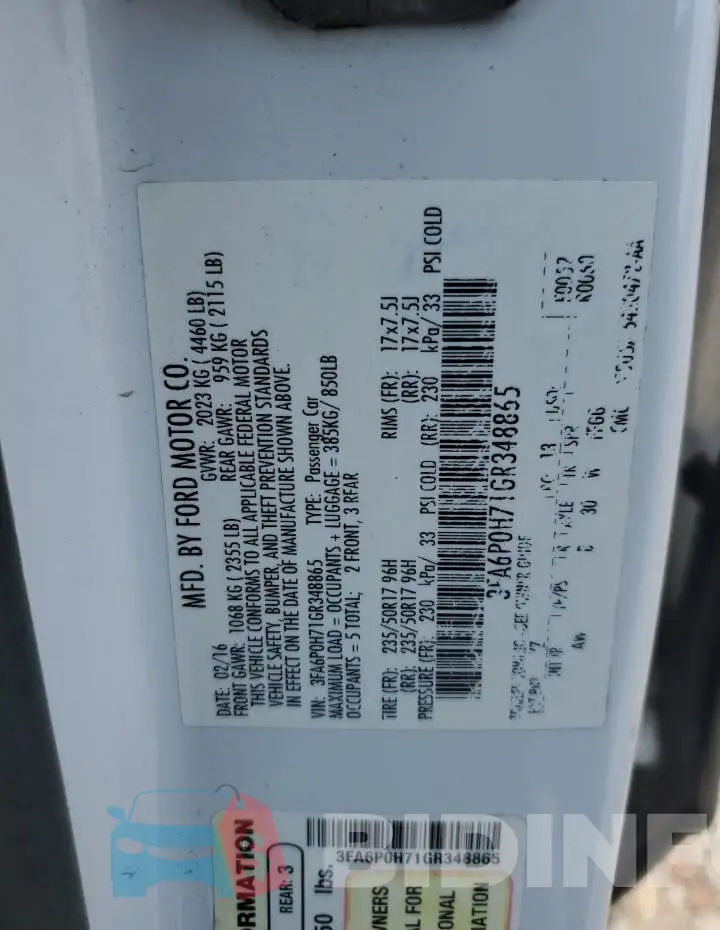 3FA6P0H71GR348865 Photo# 12
