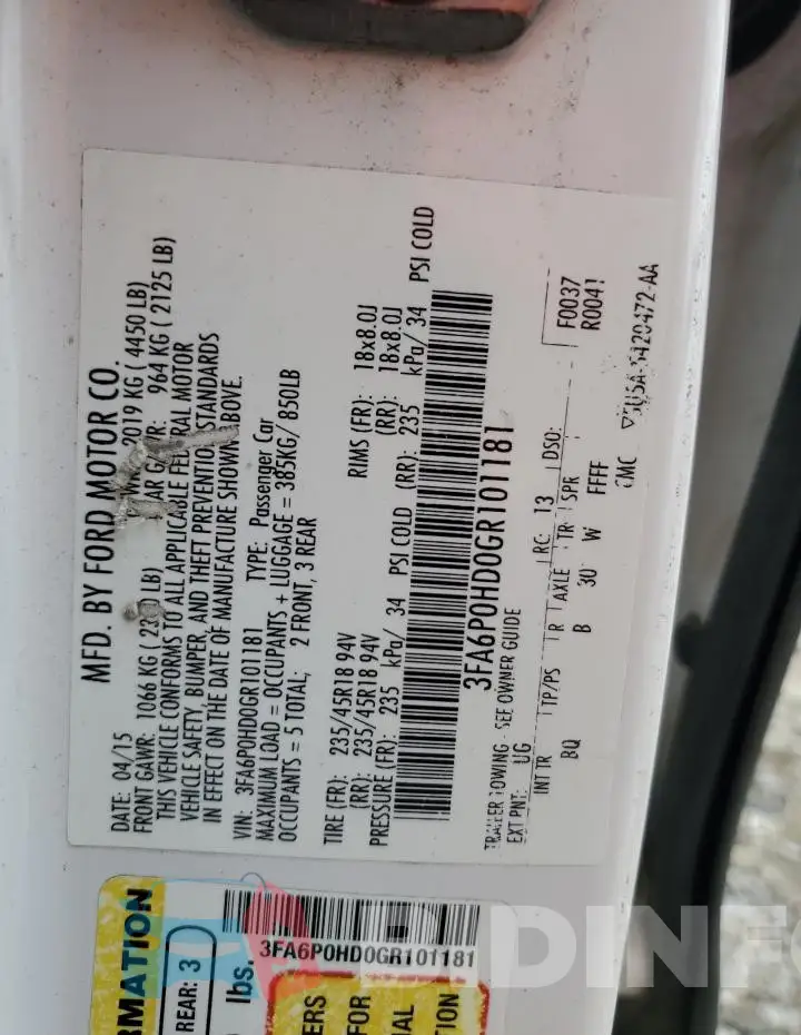 3FA6P0HD0GR101181 Photo# 13