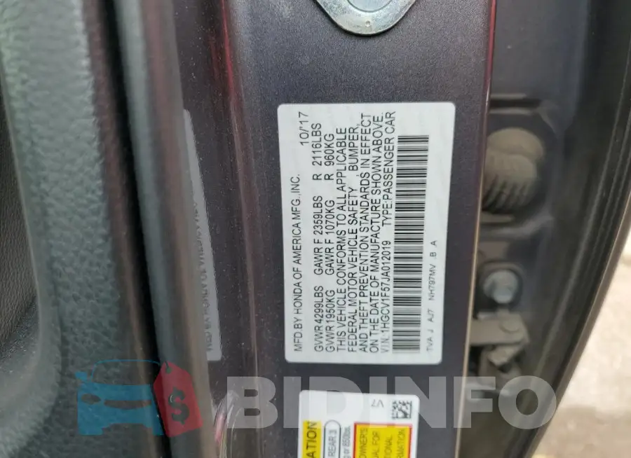 1HGCV1F57JA012019 Photo# 12