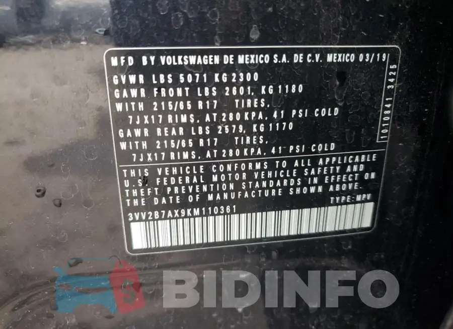 3VV2B7AX9KM110361 Photo# 13