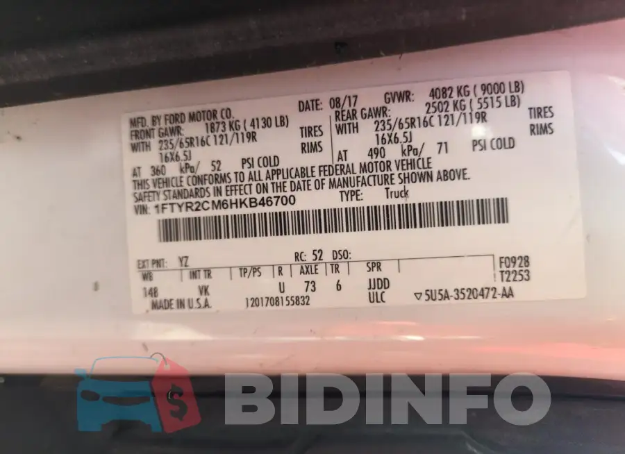 1FTYR2CM6HKB46700 Photo# 12