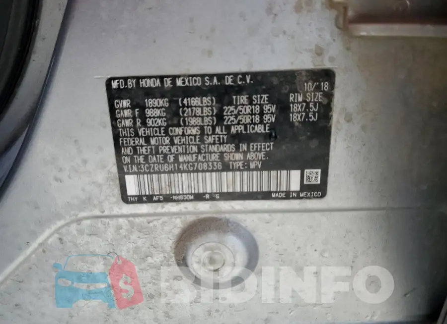 3CZRU6H14KG708336 Photo# 12