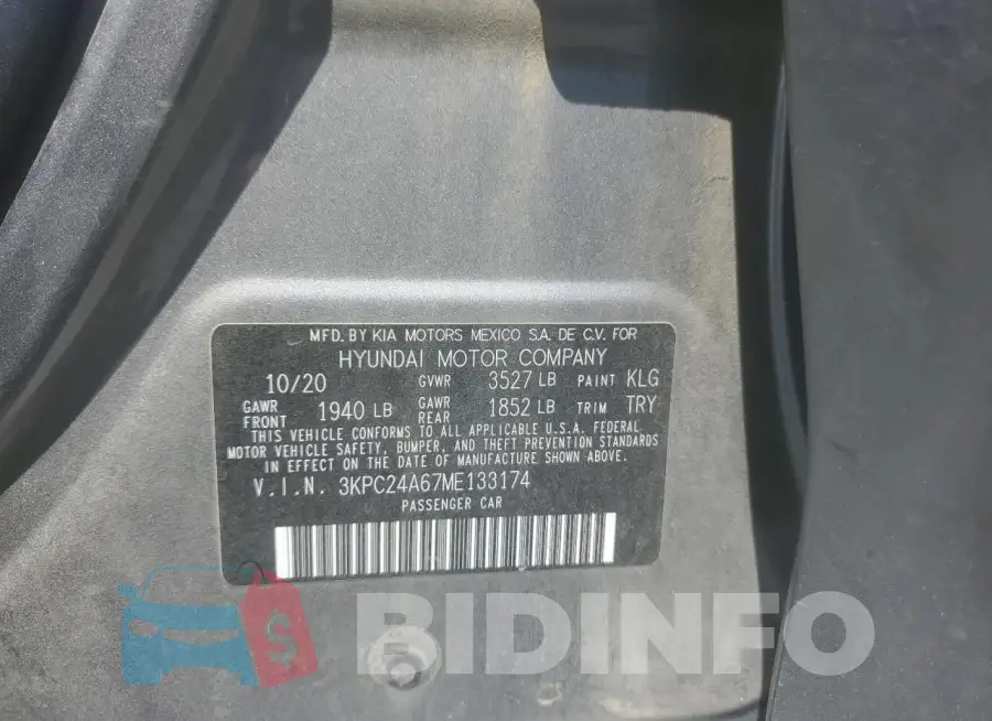 3KPC24A67ME133174 Photo# 13