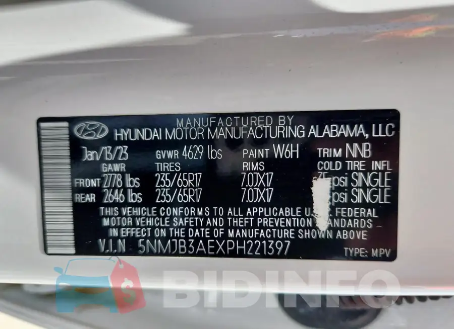 5NMJB3AEXPH221397 Photo# 13