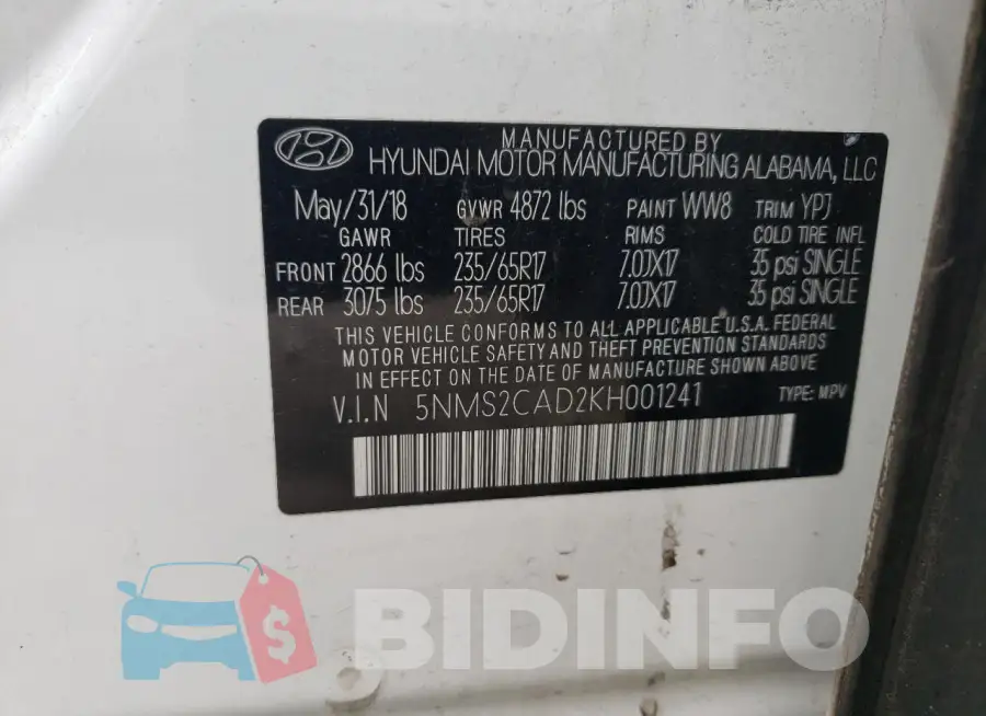 5NMS2CAD2KH001241 Photo# 13