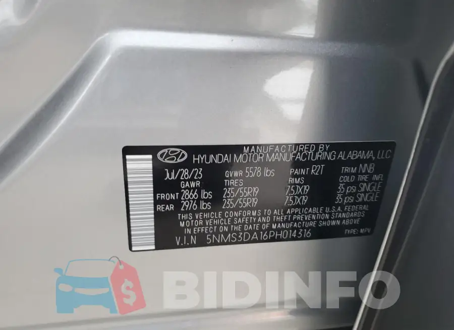5NMS3DA16PH014316 Photo# 13