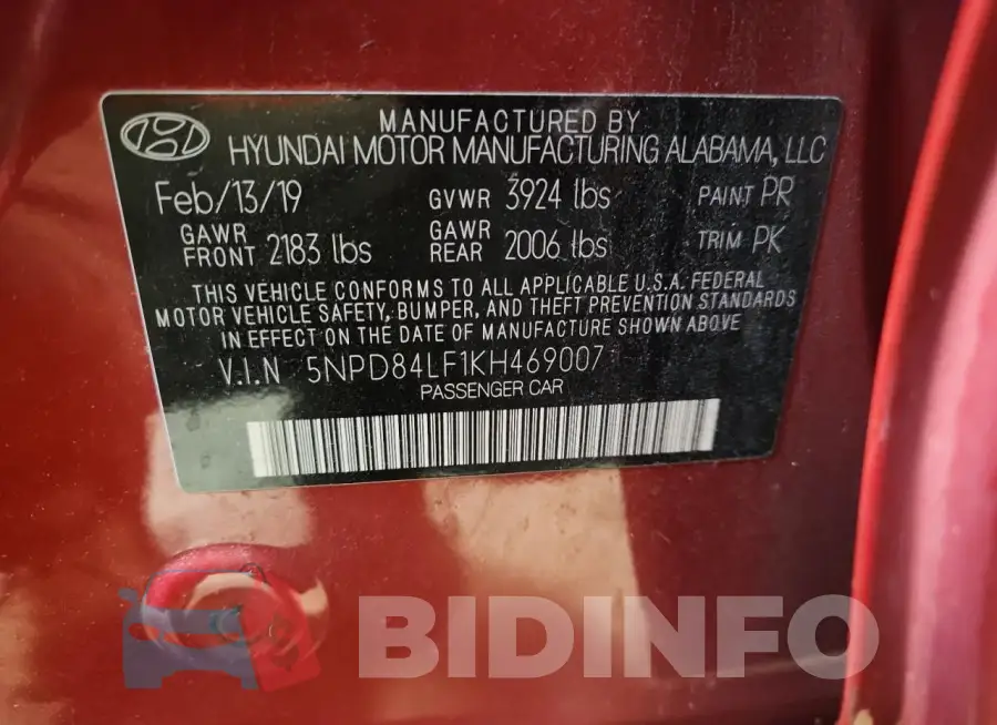 5NPD84LF1KH469007 Photo# 13