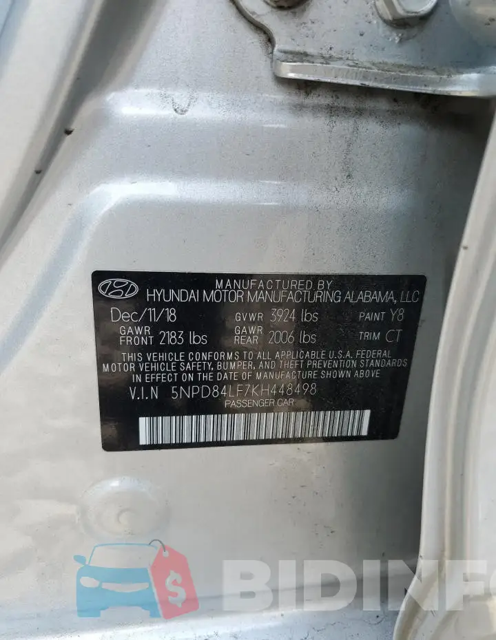 5NPD84LF7KH448498 Photo# 12