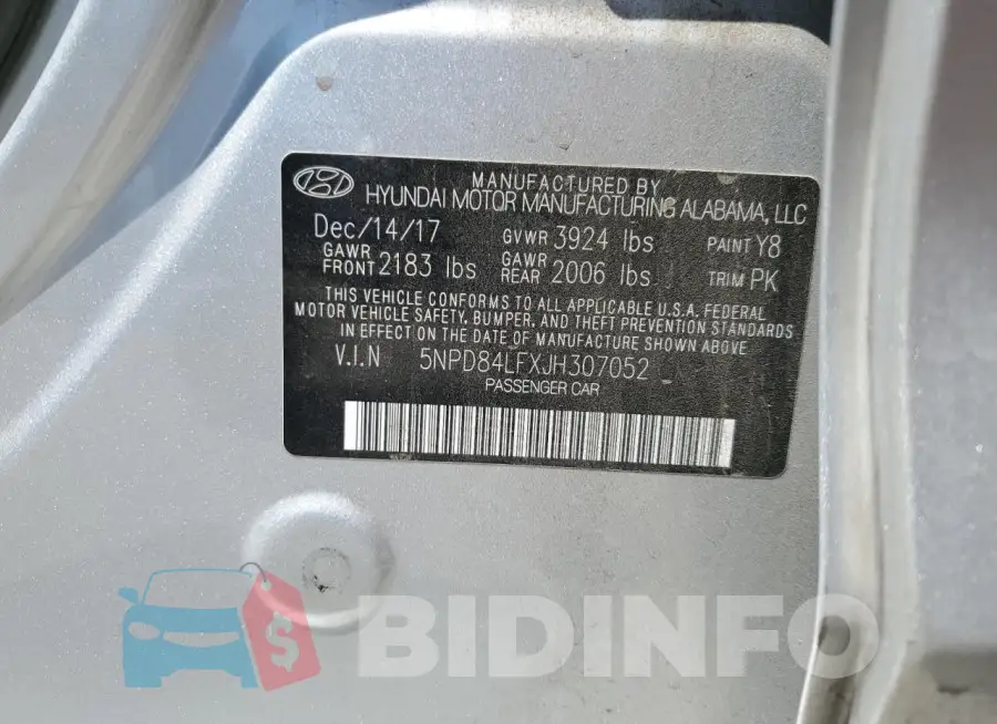 5NPD84LFXJH307052 Photo# 12