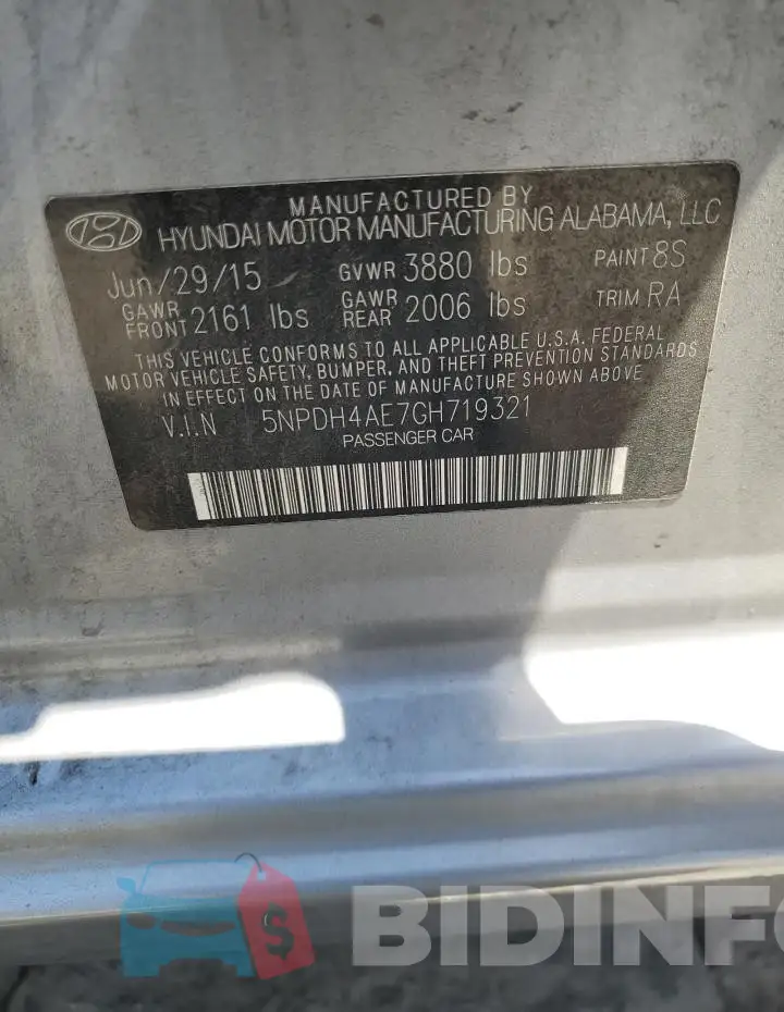 5NPDH4AE7GH719321 Photo# 12